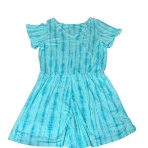 Cuddl Duds Blue Tie-Dye Short Sleeve Romper Size Large Soft One Piece Shorts